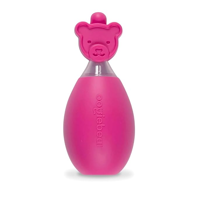 oogiebear: Baby Nasal Aspirator - Safe Booger & Earwax Remover for Newborns, Infants, Toddlers - Better Syringe, Airtight Suction, Nose Sucker - Essential Baby Stuff, Diaper Bag Must-Haves, Pink