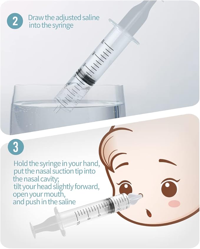 Baby Nasal Irrigator, 10ml Reusable Silicone Infant Nose Cleaner, Soften Nasal Scab Rinsing Tool - 2 Pack