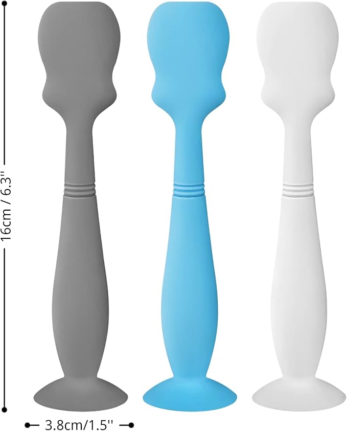 3 Pack Baby Diaper Cream Brush, Diaper Cream Spatula Applicator Silicone Baby Butt Paste Spatula for Babies, Newborn (3Pack, Gray/White/Blue)