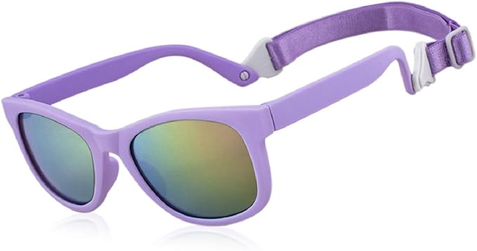 MAXJULI Baby Infant Sunglasses Safe, Soft, With Adjustable Strap 0-24 Months BPA Free 7002