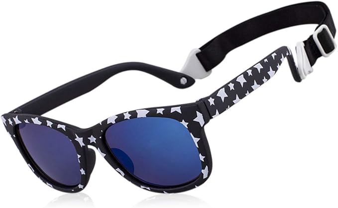 MAXJULI Baby Infant Sunglasses Safe, Soft, With Adjustable Strap 0-24 Months BPA Free 7002