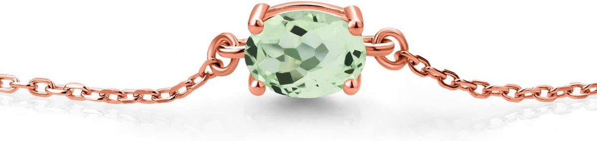 Gem Stone King 7X5MM Oval Gemstone Birthstone Solitaire Bracelet For Women | 925 Sterling Silver | Adjustable Bolo Bracelet For Women | Fine Jewelry Gifts for Her Mom Wife