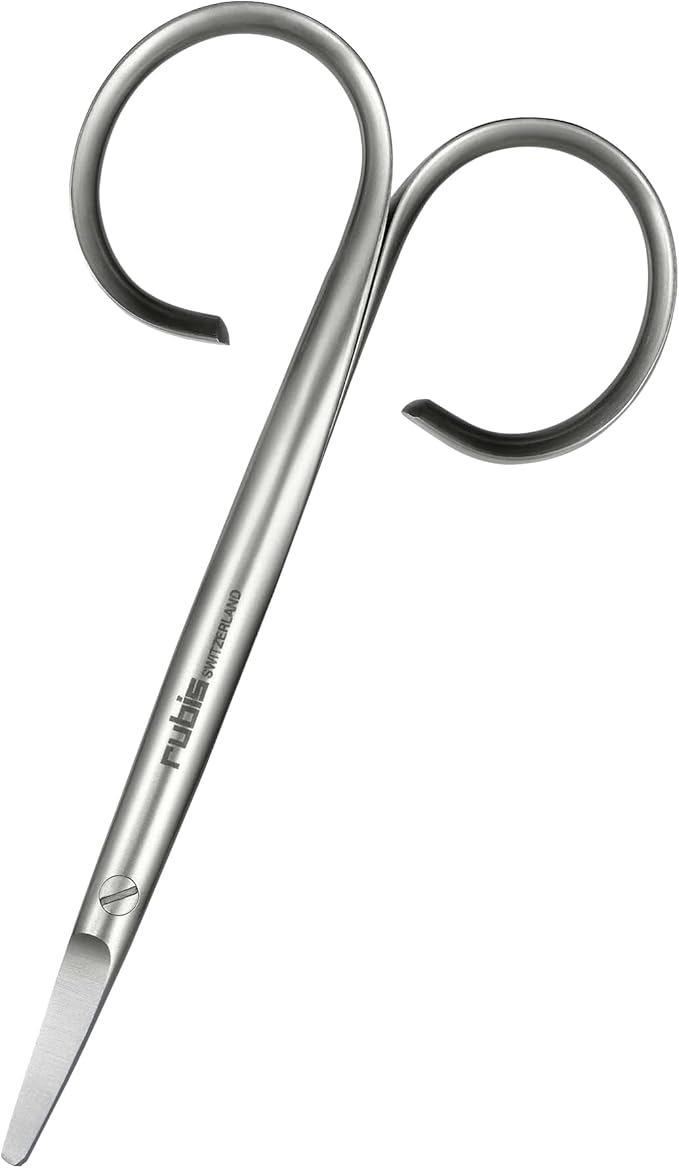 Rubis Stainless Steel Infant Nail Scissors with Blue Leather Elephant Case, For Precise Fingernails and Cuticles, 1K416, Silver,Rubis Switzerland Swiss Made World Renowned Precision