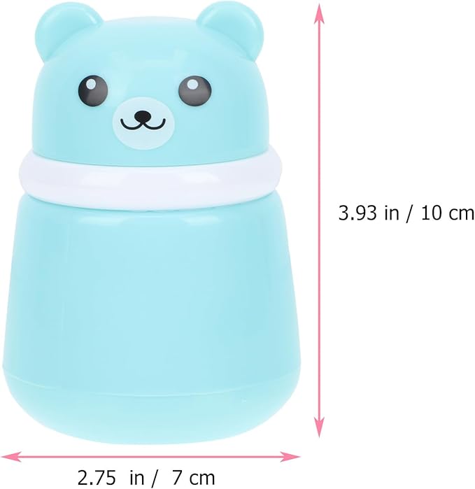 Cartoon Bear Baby Powder Puff Box Infant Talcum Powder Container with Puff Portable Loose Dispenser for Baby Skin Care 3.93X2.75X2.75In