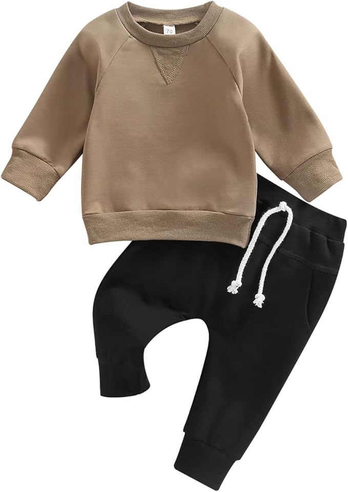 Toddler Baby Boy Fall Outfit Crewneck Long Sleeve Sweatshirt Tops Elastic Pants Jogger Cute Newborn Winter Clolthes Set