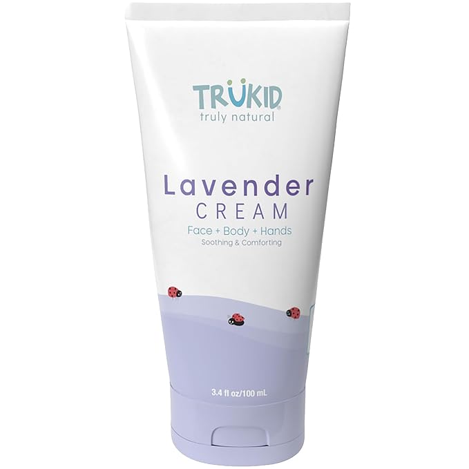 TruKid Lavender Cream - Sensitive Skin Baby Lotion for Newborns, Babies & Toddlers, All Natural Ingredient Skin Care for Kids Enriched with Shea Butter, Cocoa, Grape Seed Oil & Vitamin E, 3.4oz