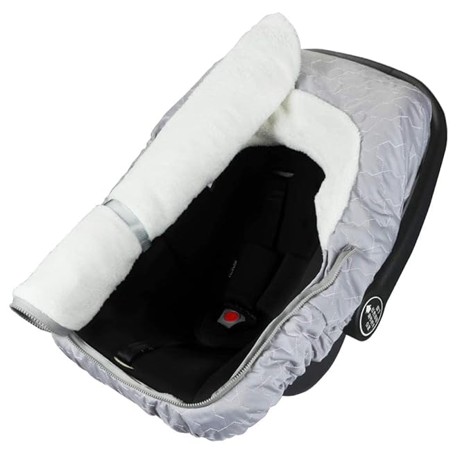 Yoofoss Baby Car Seat Cover Winter Carseat Canopies Cover to Protect Baby from Cold Wind, Super Warm Plush Fleece Baby Carrier Cover for Infant Boys Girls (Grey)