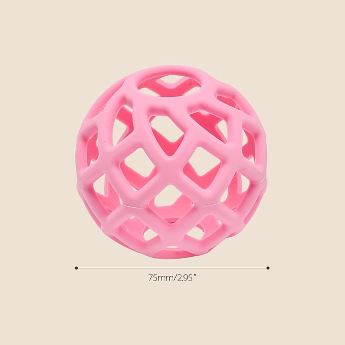 Baby Teething Toys, Silicone Babys Chew Toys for Soothing Babies Gums, Sensory Hollow Ball Teether for Babies 3+ Months,Baby Teether Toys,Baby Gifts for Girl & Boy (Pink)