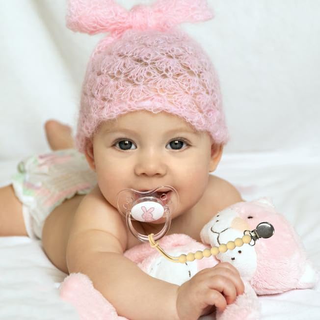Pacifier Clip Baby Girls - MORIBOX Paci Clip Soothe Baby Binky Holder for Shower Birthday Gift 2 Pack