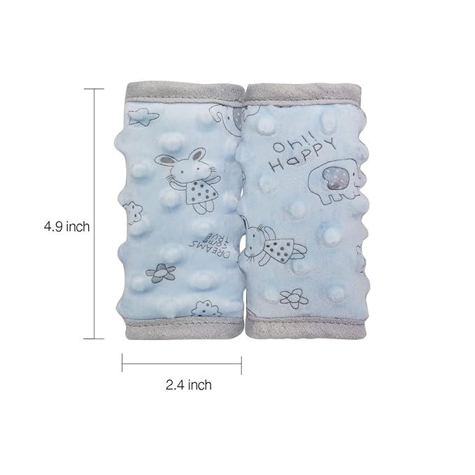 car seat Strap Cover for Baby, seat Belt Cover Cushion, Belt Pads fit Baby Carrier/Pushchair/Stroller, Cozy Peace Dotted Minky, Blue