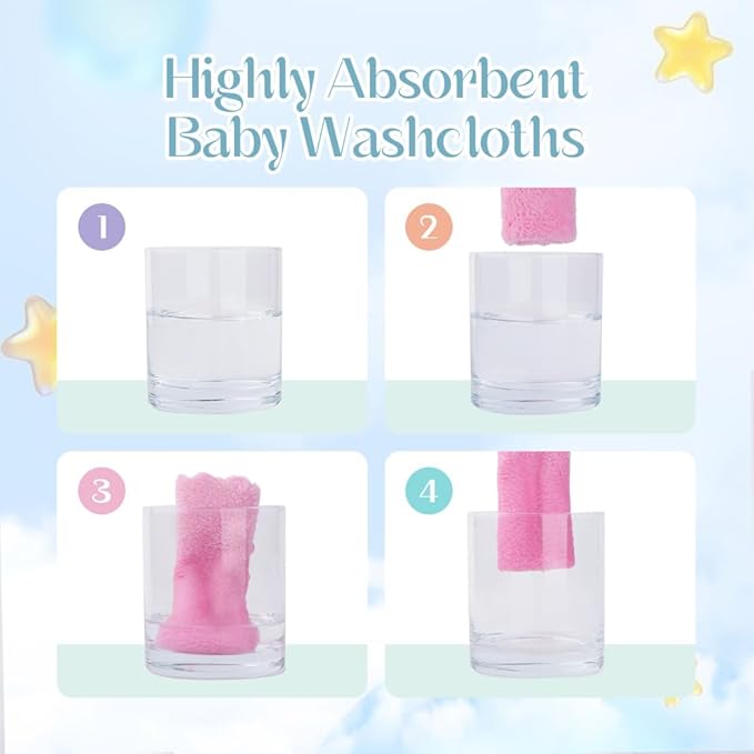 Baby Washcloths, 20 Pack Super Soft Microfiber Coral Fleece Wash Cloths, Extra Absorbent Baby Towels for Newborns, Infants and Toddlers, Gentle on Sensitive Skin for Face and Body - 7" × 9"