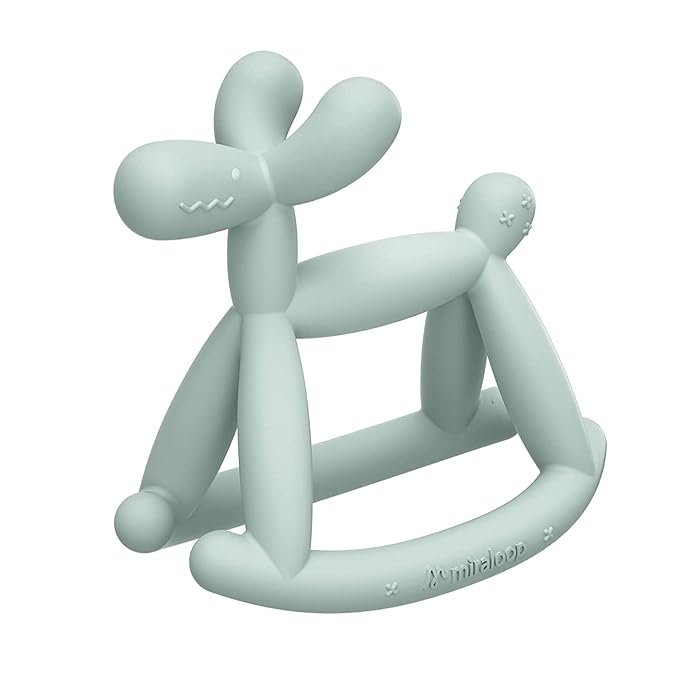 Teething Toy for Baby 0-6, 12, 18 Months Infant, Jellydog Never Drop Food Grade Silicone Rocking Teether, Prevent Choking & Odorless, Less Dust and Hair Adhesion, Baby Gift, Mint Green