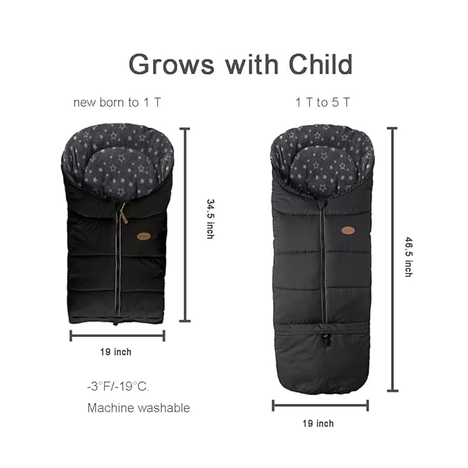 CozyMe Stroller Cover for Winter with Length Extension from Newborn to 5T,Anti-Slip and Water_Resistant Cozy Stroller Blanket,Infant Bassinet Bunting Bag, Anti-Kick Stroller Footmuff for Toddler