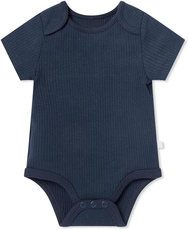 MORI Baby Short Sleeve Unisex Bodysuit with Envelope Neck and Nickel Free Poppers - Viscose from Bamboo and Cotton Blend
