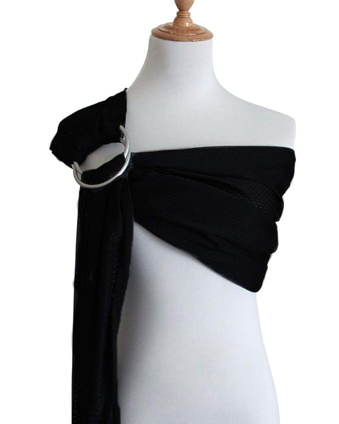 Baby Water Ring Sling Carrier | Lightweight Breathable Mesh Baby Wrap for Infant, Newborn, Kids and Toddlers | Perfect for Summer, Swimming, Pool, Beach | Great for Dad Too Pure Black