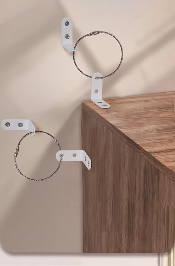 Furniture Anchors Small Aesthetic Earthquake Straps for Furniture Dresser Wall Anti-Tip Furniture Safety Anchor to Childproof and Babyproof Your Home Holds Up to 500 Pound (White, 1.6 in)