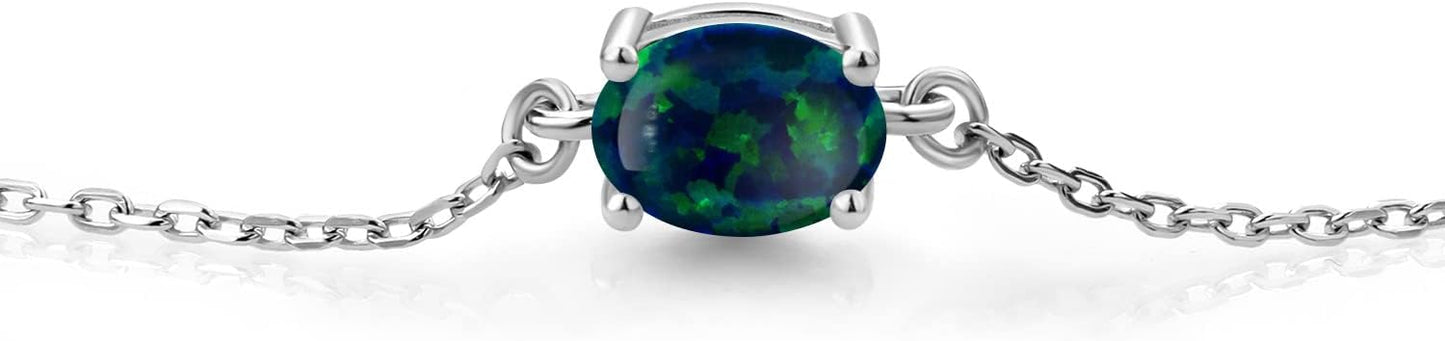 Gem Stone King 7X5MM Oval Gemstone Birthstone Solitaire Bracelet For Women | 925 Sterling Silver | Adjustable Bolo Bracelet For Women | Fine Jewelry Gifts for Her Mom Wife
