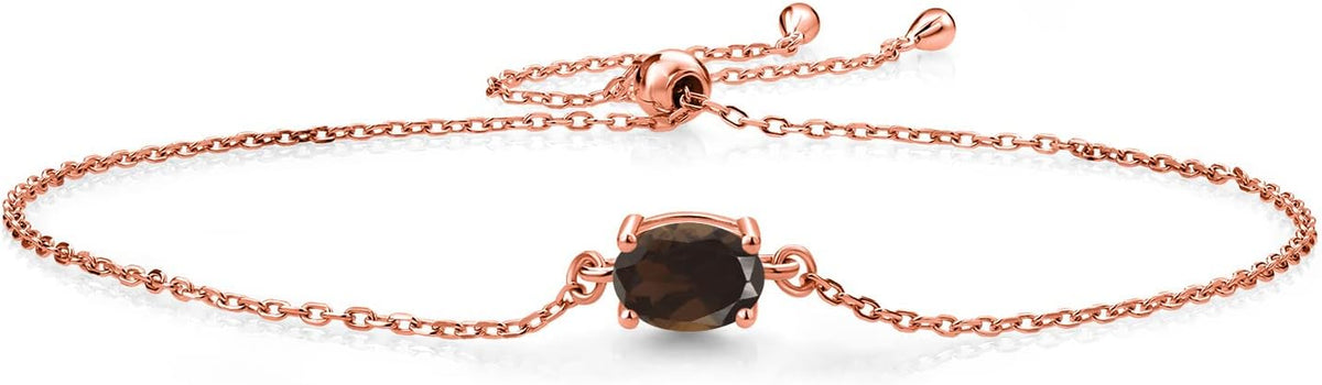 Gem Stone King 7X5MM Oval Gemstone Birthstone Solitaire Bracelet For Women | 925 Sterling Silver | Adjustable Bolo Bracelet For Women | Fine Jewelry Gifts for Her Mom Wife