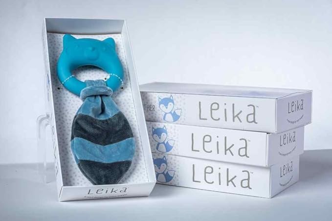 Mary Meyer Teething Toys Leika Silicone Baby Teether for Babies 0-12 Months, 9-Inches, Little Raccoon
