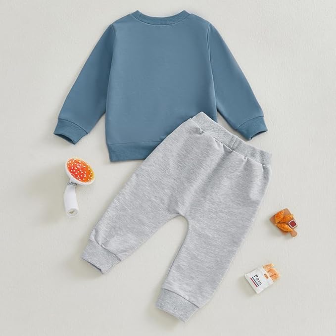 Baby Boy Fall Clothes Set Long Sleeve Letter Print Sweatshirt Pants Toddler Infant Outfits 6 12 18 24 Months 2T