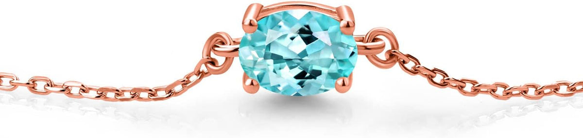 Gem Stone King 7X5MM Oval Gemstone Birthstone Solitaire Bracelet For Women | 925 Sterling Silver | Adjustable Bolo Bracelet For Women | Fine Jewelry Gifts for Her Mom Wife