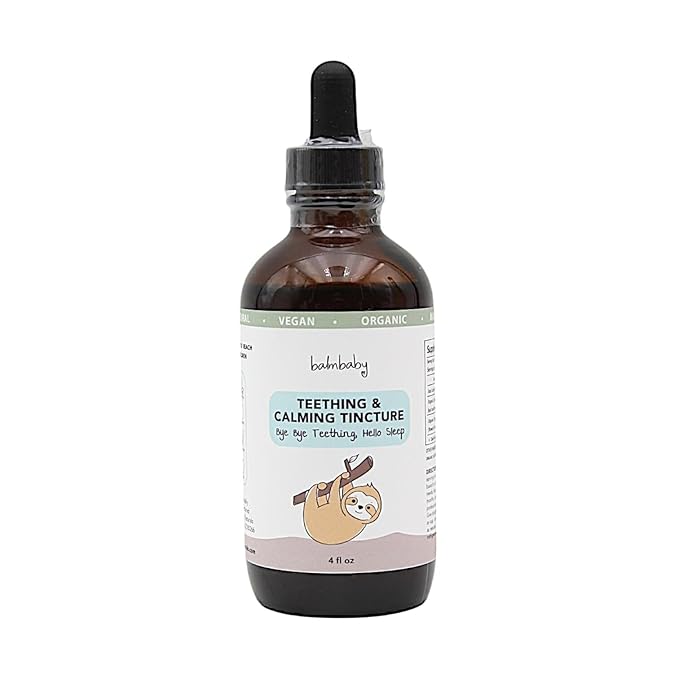 Balm Baby Natural Baby Teething & Calming Tincture - Calms, Soothes Gums and Discomfort – Vegan - Glass Bottle with Glass Dropper (4oz)