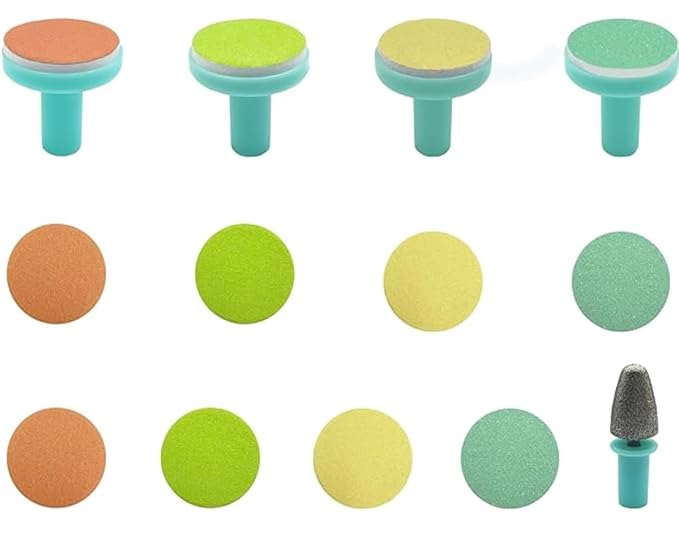 Electric Nail Trimmer Replacements,13 in 1- Baby Electric Nail Buffer Sandpaper Pads (Assorted Pads with Green Base)