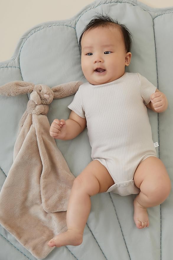 MORI Baby Short Sleeve Unisex Bodysuit with Envelope Neck and Nickel Free Poppers - Viscose from Bamboo and Cotton Blend