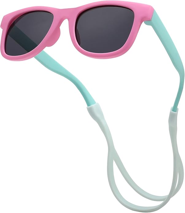 COASION Bendable Flexible Polarized Newborn Baby Sunglasses with Silicon Strap for Infant Boys Girls Age 0-12 Months CA9042