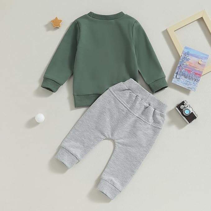 Infant Baby Boy Fall Clothes Set Funny Letter Sweatshirt Pant Outfit Toddler Winter Clothes 6 12 18 Months 2T 3T