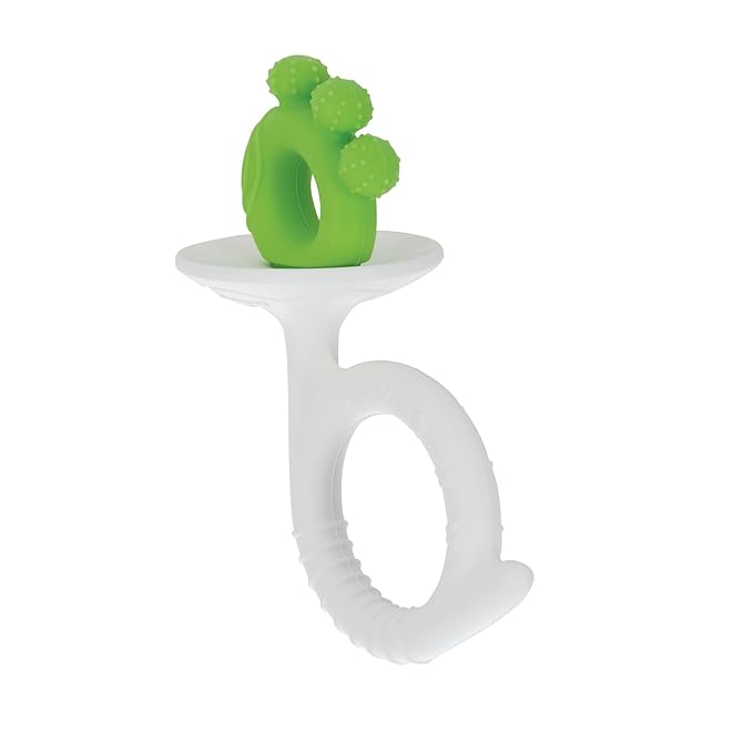 Nuby Silicone Fun Teethers - (2-Pack) Baby Teething Toy - Bunny and Tuba Shapes - 3+ Months - Blue and Green