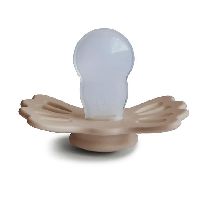 FRIGG Lucky Symmetrical SilkySoft Silicone Baby Pacifier | Made in Denmark | BPA-Free (Pale Daffodil/Silky Satin, 6-18 Months)