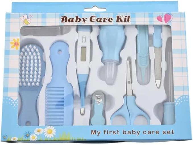 10 PCS Baby Grooming Health Care KIT for New Borns and Toddlers (Blue) Ideal for Travelling & Home Use