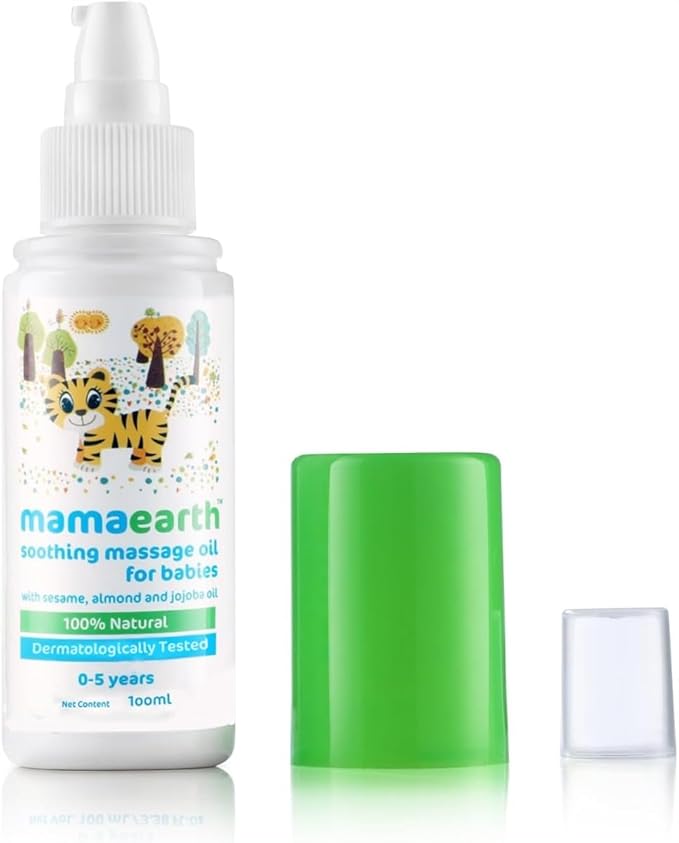 Mamaearth Soothing Massage Oil for Babies with Sesame, Almond & Jojoba Oil 3.38 Fl Oz/100ml
