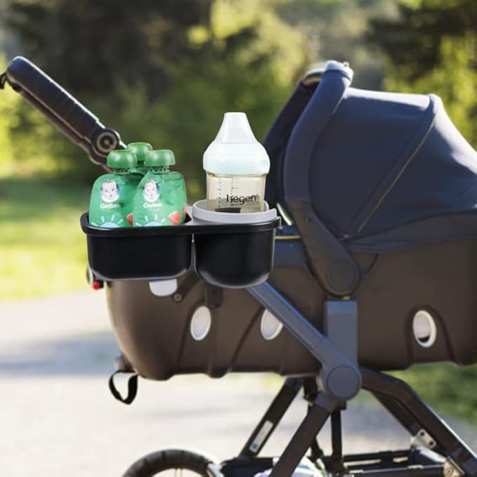 Universal Snack Tray for Stroller with Stroller Cup Holder, Universal Stroller Snack Tray with Cup Holder, Stroller Tray Attachment and Stroller Accessories