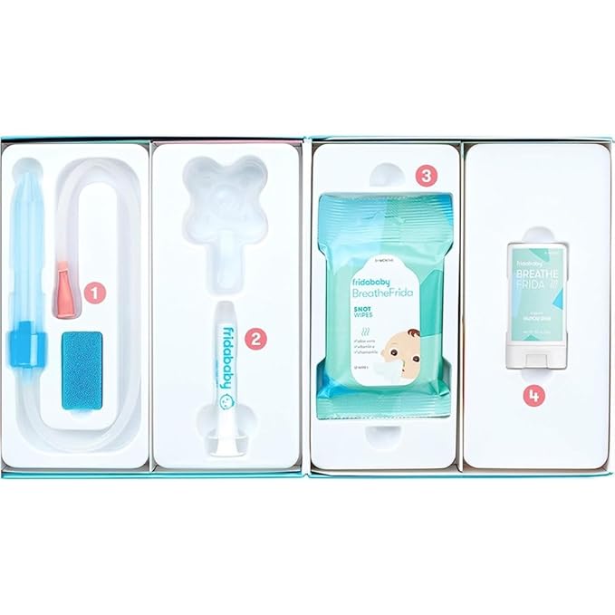 Frida Baby Sick Day Prep Kit- Include NoseFrida Nasal Aspirator/MediFrida Pacifier Medicine Dispenser/Breathefrida Vapor Chest Rub + Snot Wipe/Soothe Stuffy Nose for Babies, 4 Count (Pack of 8)