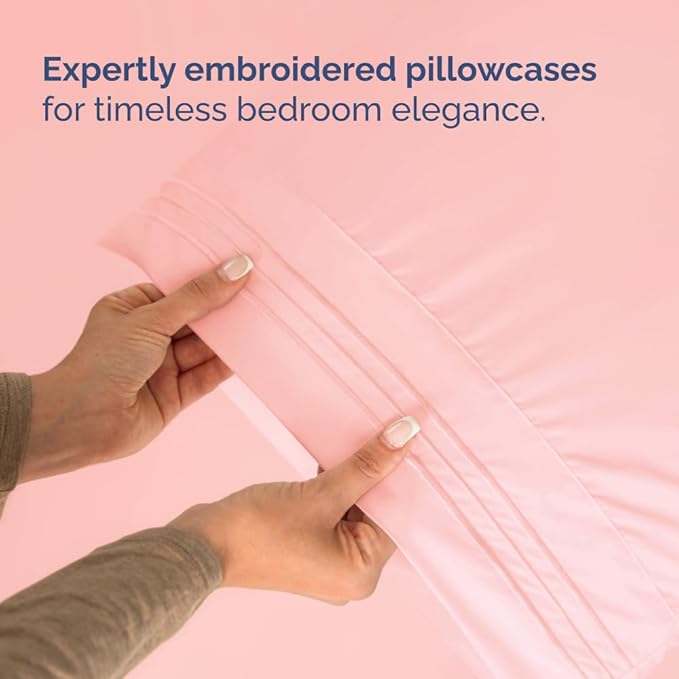 Full XL Size 4 Piece Sheet Set - Comfy Breathable & Cooling Bed Sheets Set - Hotel Luxury Bedding for Women, Men, Kids, Teens, Boys & Girls - Deep Pockets, Soft, Wrinkle Free - Oeko-Tex - Baby Pink