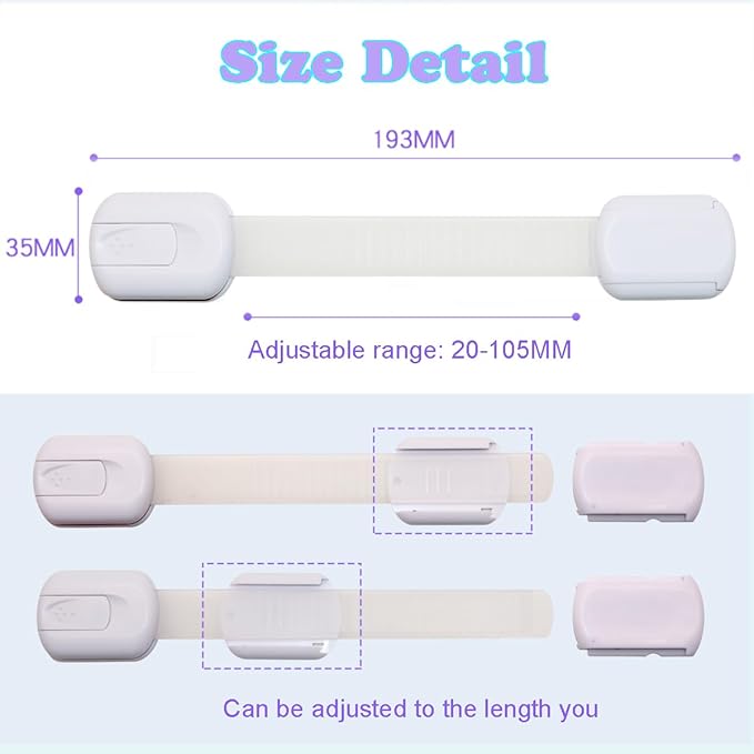 Cabinet Locks Baby Proofing 4 Pack, Child Safety Strap Locks for Drawer Cupboard Dishwasher Cupboard and Pantry,Childproof Door Latches For Kids and Toddler Proof