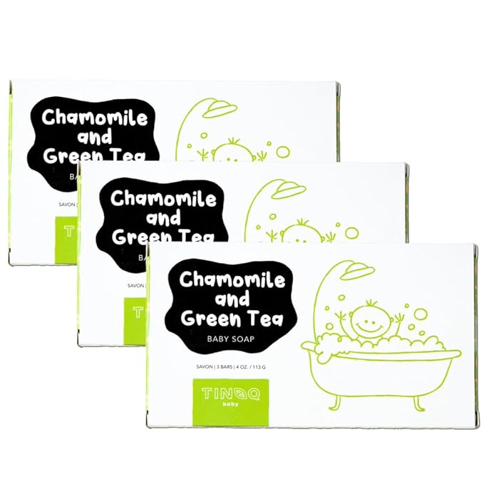 Hypoallergenic Baby Soap Bar | Gentle Cleansing Baby Body Wash Bar for Sensitive Skin | Chamomile & Green Tea | Made with Organic Oils | Natural Soap for Toddlers, Kids, and Adults | 9 Bars