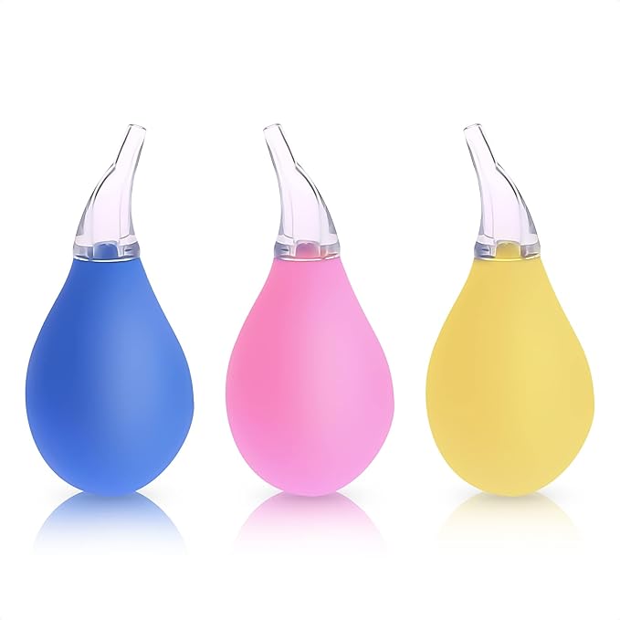 3 Pcs Nose Bulb Syringe for Baby - 3.5" Mucus Suction for Babies, Baby Bulb Syringe for Infant, Made from Odor-Free PVC & Rubber Nasal Suction for Babies - Easy to Use Infant Nose Sucker for Toddlers