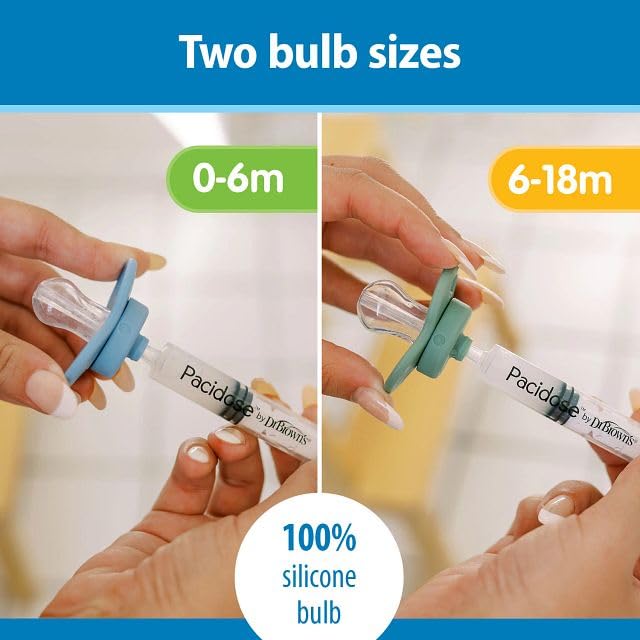 Dr. Brown's Pacidose Liquid Medicine Dispenser for Babies and Toddlers, Oral Syringe and Two Bulb Sizes, 0-6 m and 6-18 m, BPA-Free