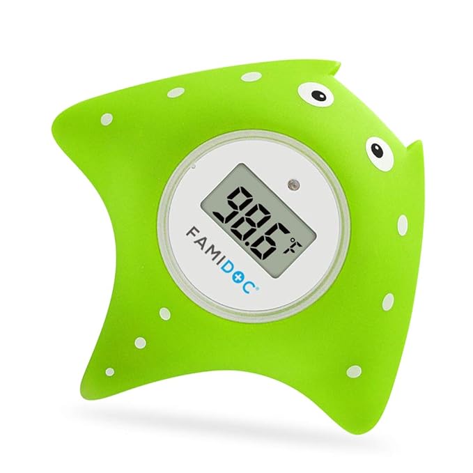 Baby Bath Thermometer with Room Thermometer - Famidoc FDTH-V0-22 New Upgraded Sensor Technology for Baby Health Bath Tub Water Temperature Floating Toy (Green)