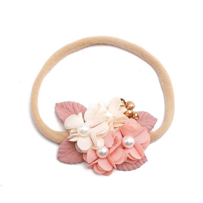 cherrboll 4pcs Baby Girl Headbands Flowers, Super Soft & Stretchy Nylon Floral Hairbands for Newborn Toddler