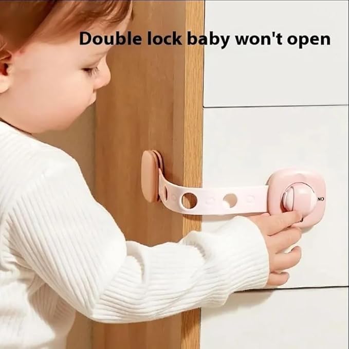 White Baby Proof Cabinet Locks - No Drill Safety Latches for Oven, Dishwasher & Drawers, Adjustable 2-15cm,childproofing safety equipment 3M Adhesive - Rental Friendly (White 2Pack)
