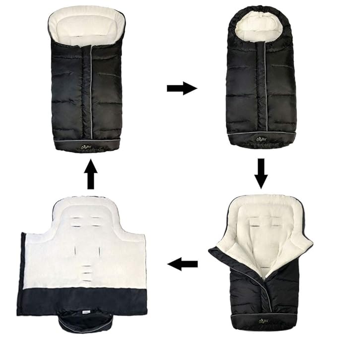 Cozy Baby Sleeping Bag, Toddler Stroller Footmuff, 5 Way Zippers Style for Baby Easy in&Out, Extension Cozy Toes Fits Baby Grows, Foldable with Stroller, Multi-Function,Black