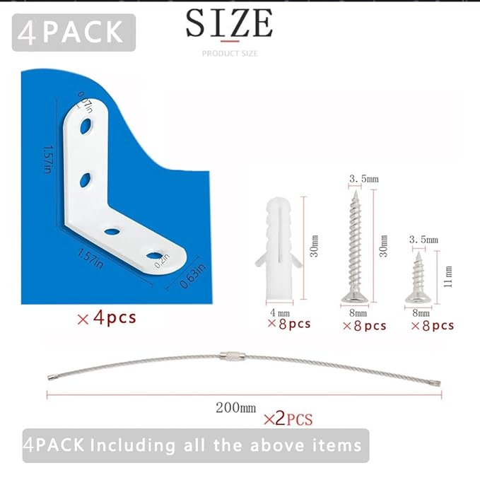 Furniture Anchors Small Aesthetic Earthquake Straps for Furniture Dresser Wall Anti-Tip Furniture Safety Anchor to Childproof and Babyproof Your Home Holds Up to 500 Pound (White, 1.6 in)