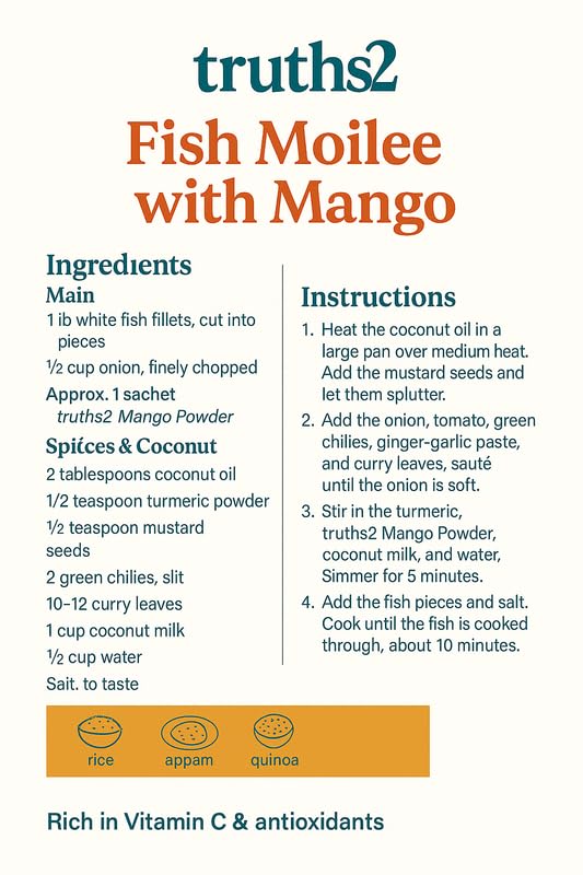 Truths2 Organic Freeze-Dried Mango Food Powder, Stage 1 Baby Puree Mix for Infants & Toddlers, Organic Fruit Powder for Family Meals & First Solid Food