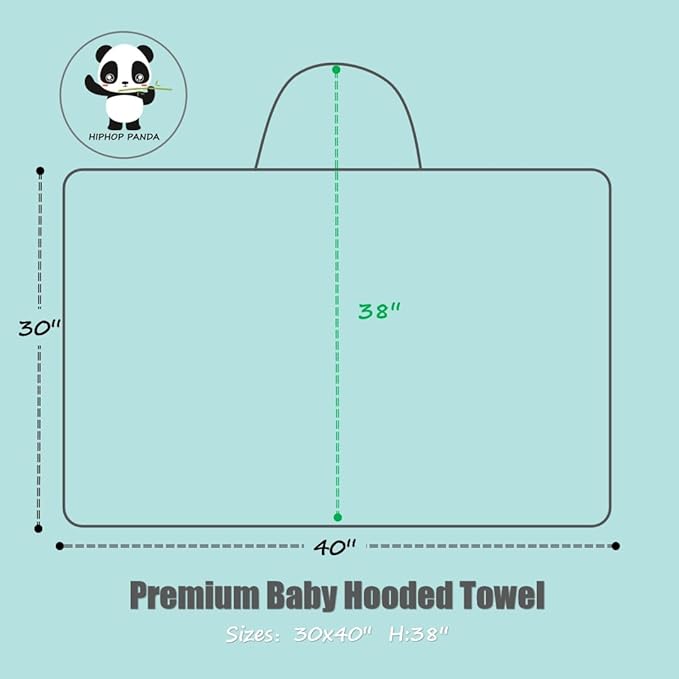 HIPHOP PANDA Hooded Towel - Rayon Made from Bamboo, Bath Towel with Bear Ears for Newborn, Babie, Toddler, Infant - Absorbent Large Baby Towel - Grey Elephant, 30 x 40 Inch