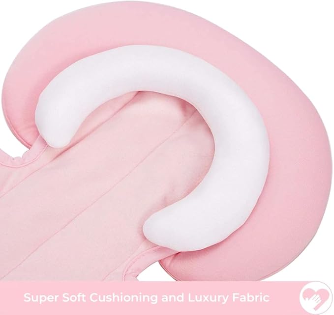 COOLBEBE New 2-in-1 Babybody Pad for Baby Newborn Infants - Extra Soft Stroller Cushion Pads Car Seat Insert, Perfect for Carseats, Strollers, Swings, Pink