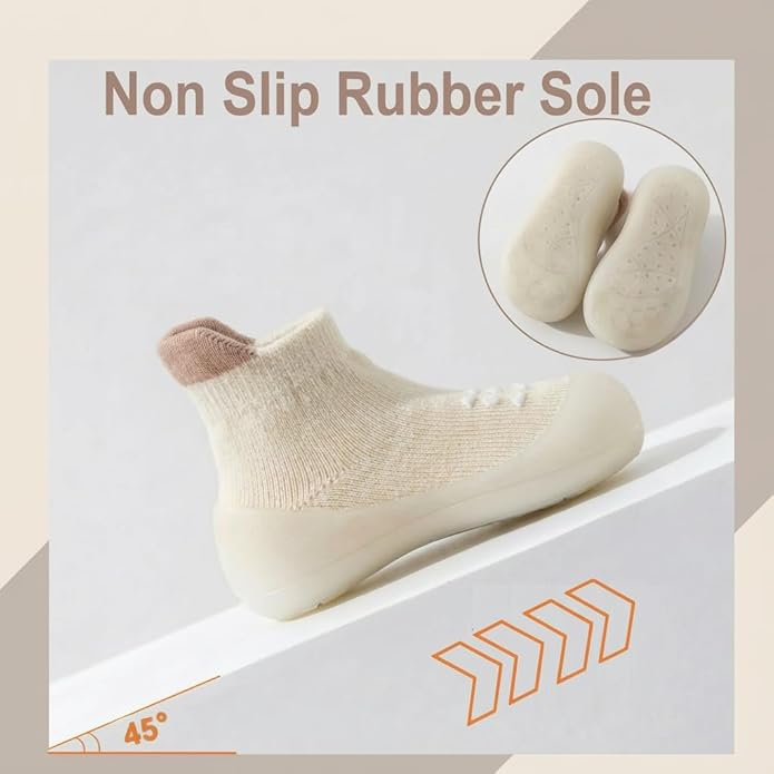 Hstyle Baby Sock Shoes Toddler Walking Shoes Infant Non-Slip Slippers Soft Rubber Sole Sneakers for Baby Boys Girls
